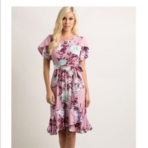 Floral faux wrap dress
